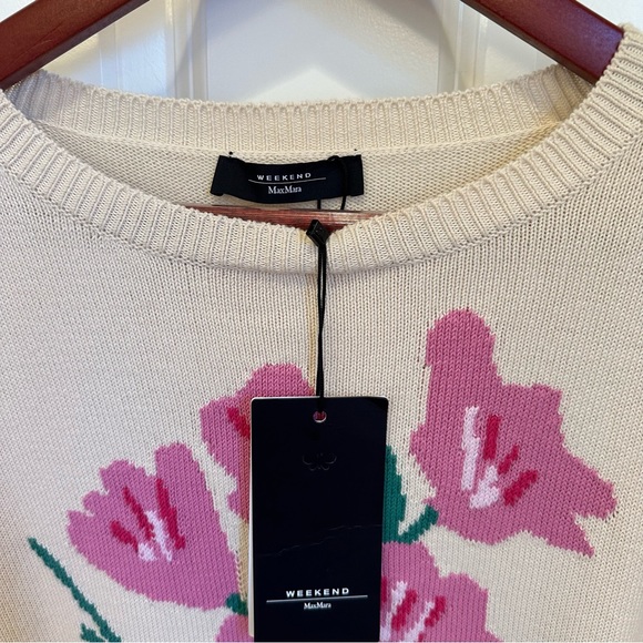 SOLD! NWT Weekend MaxMara Flora Cotton Sweater. Color: Beige/Pink. Spring - Picture 8 of 11